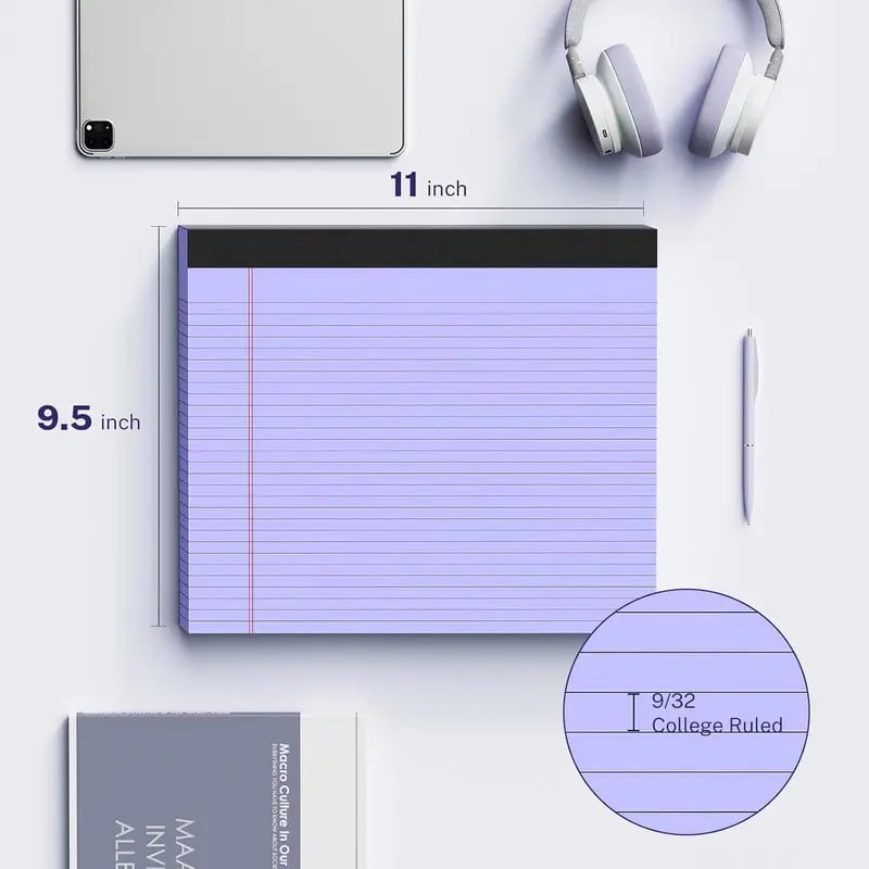Prefermight Office Pop! Wide Legal Pad – Colorful, Landscape, Double Ruling, 30 Easy‑Tear Sheets