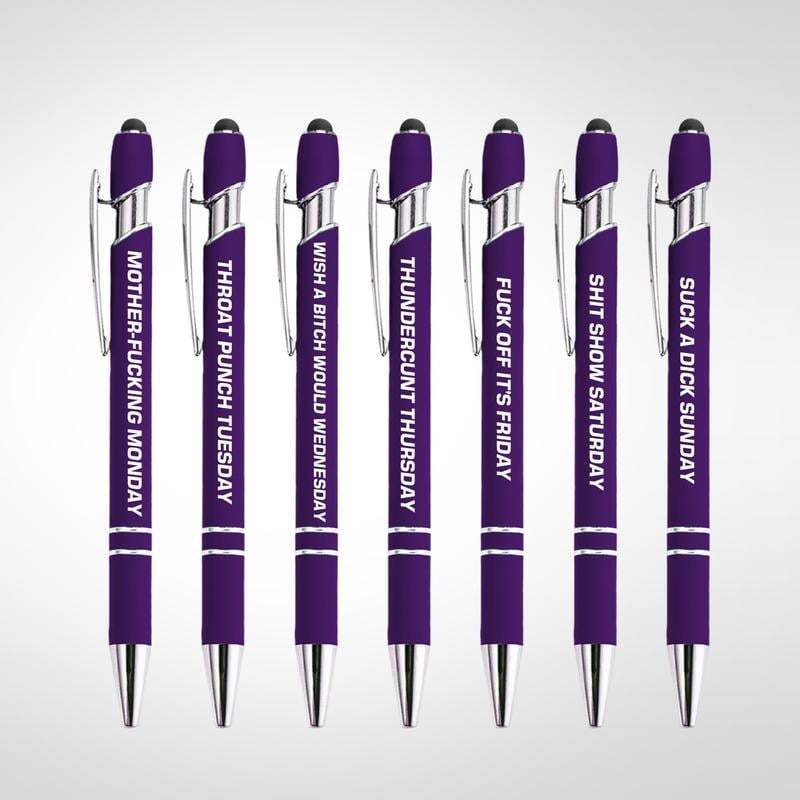 Retailgoodss Funny Stress-Relief Daily Quotes Metal Ballpoint Pen Set (7 Pcs)