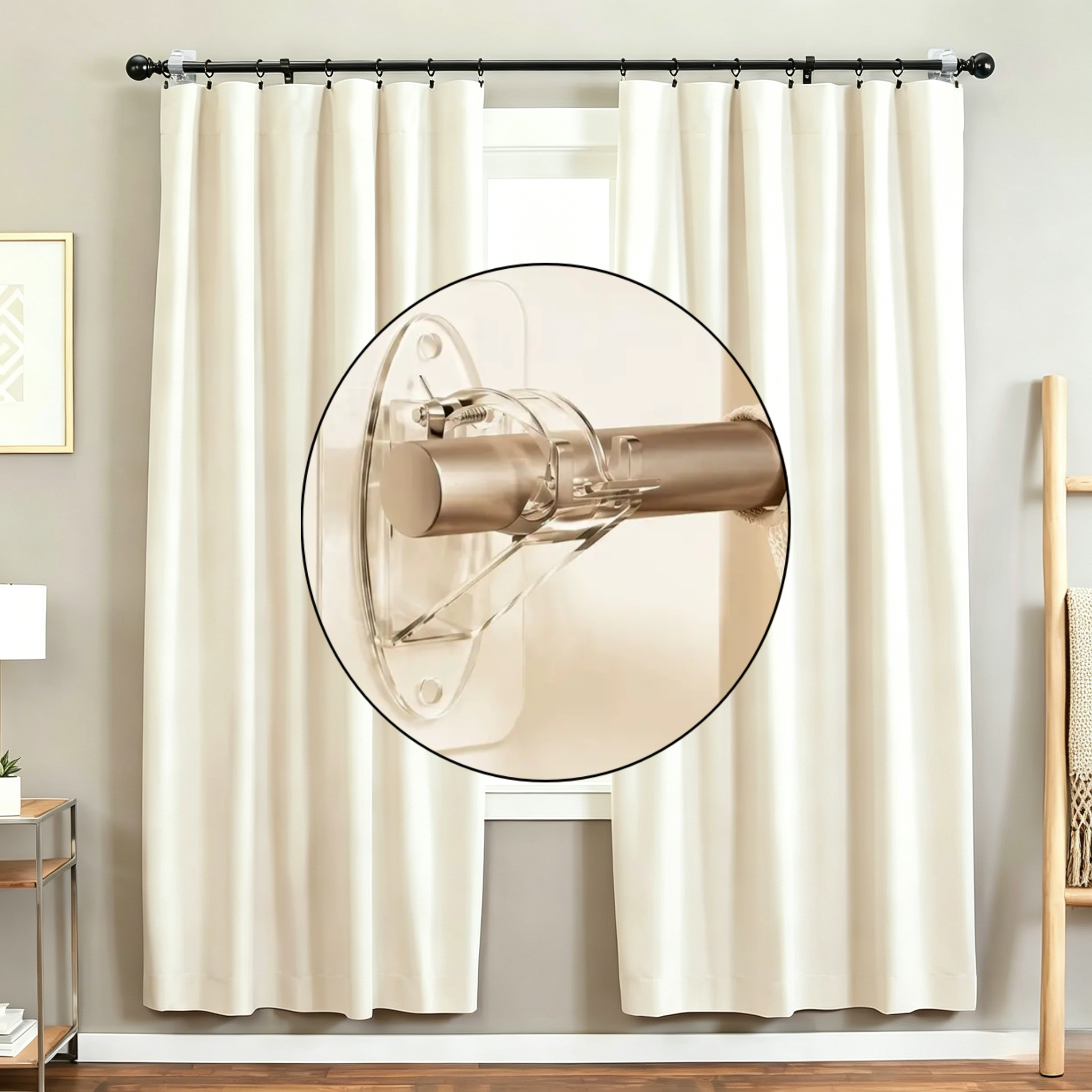 Fvaulity New Self Adhesive Rod Brackets, No Drill Needed Curtain Rod Holders