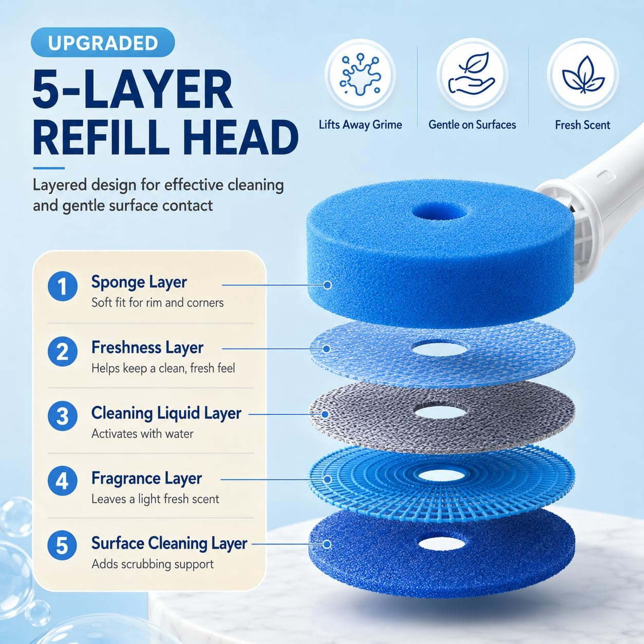 Keepholdly Hands-Free Flip-Top Disposable Toilet Brush