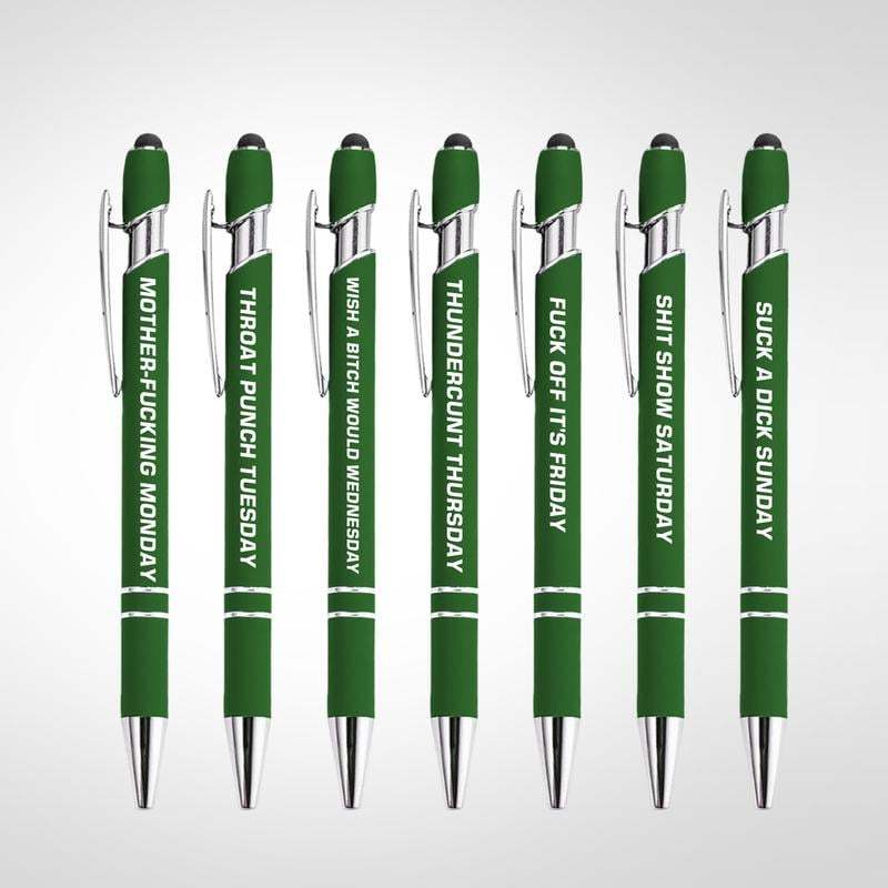 Retailgoodss Funny Stress-Relief Daily Quotes Metal Ballpoint Pen Set (7 Pcs)