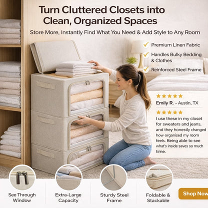 Atsworkshop Extra-Large Foldable Fabric Storage Bins