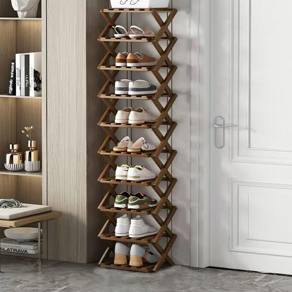 Doresty Wooden Collapsible Shoes Shelf: Space-Saving & Practical Design