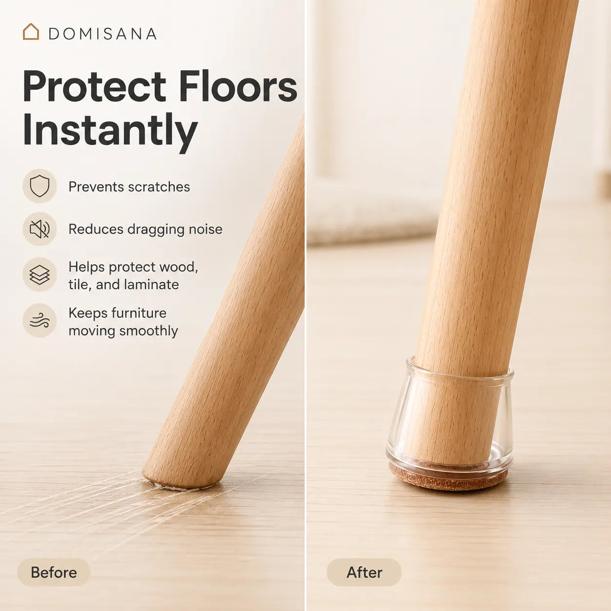 Domisana ClearGuard Chair Leg Protectors ( 12PCS )