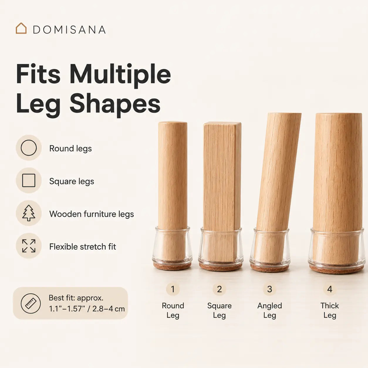Domisana ClearGuard Chair Leg Protectors ( 12PCS )
