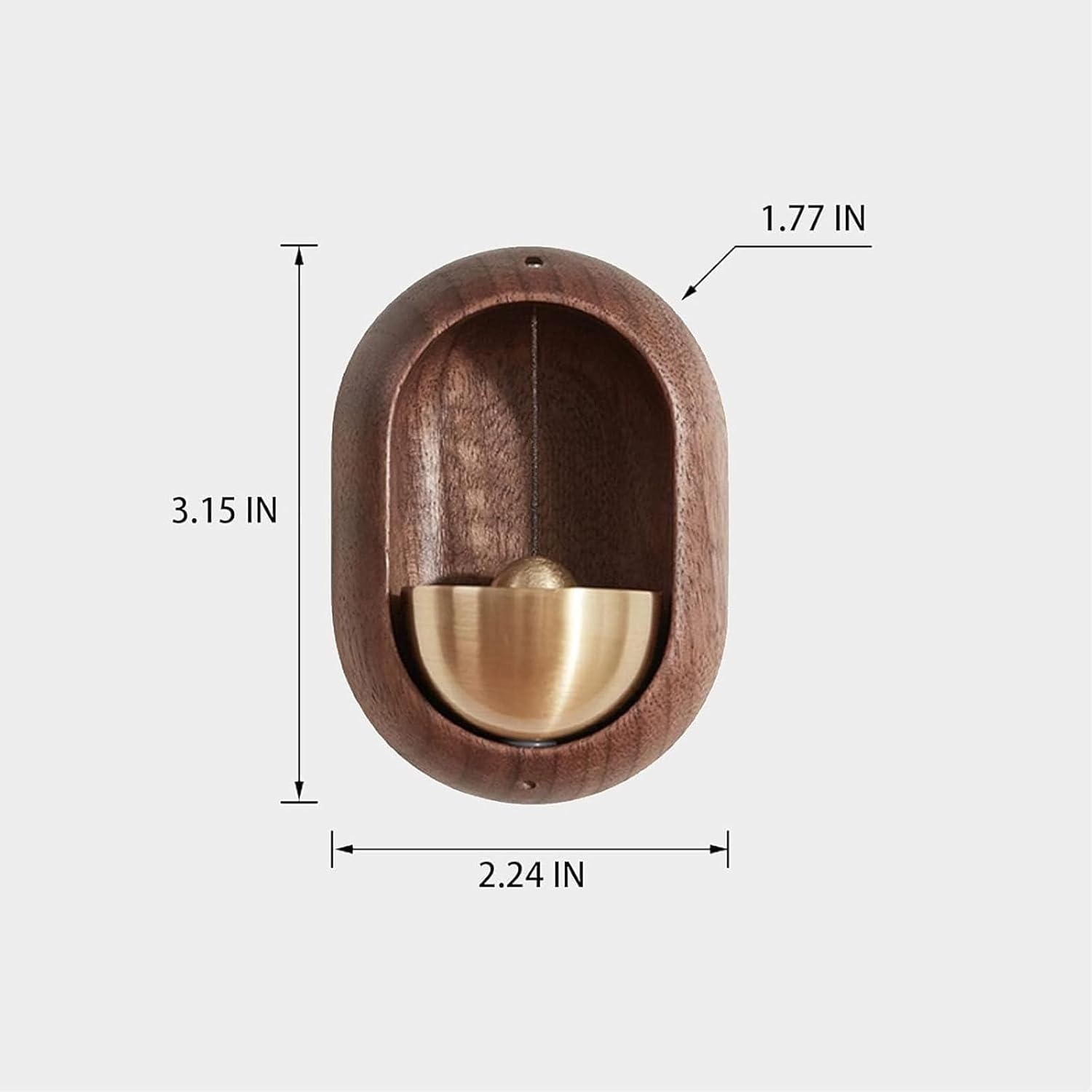 Feylona Wooden Door Chime – Handmade Walnut & Brass Door Opening Bell for Home Decor - size