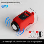 Holiisummer Bike Electronic Horn with Large Range Floodlight - red