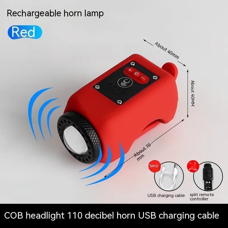 Holiisummer Bike Electronic Horn with Large Range Floodlight - red
