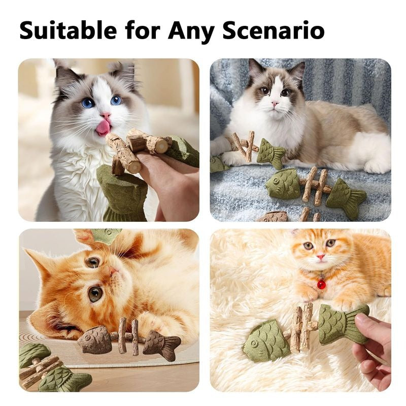 Hotjoiestore Catnip & Silvervine Chew ( 3pcs ) - Edible Dental Chew Toys for Cats/Kittens, with Catnip/Silvervine/Gall Fruit, Interactive for Indoor Cats 4