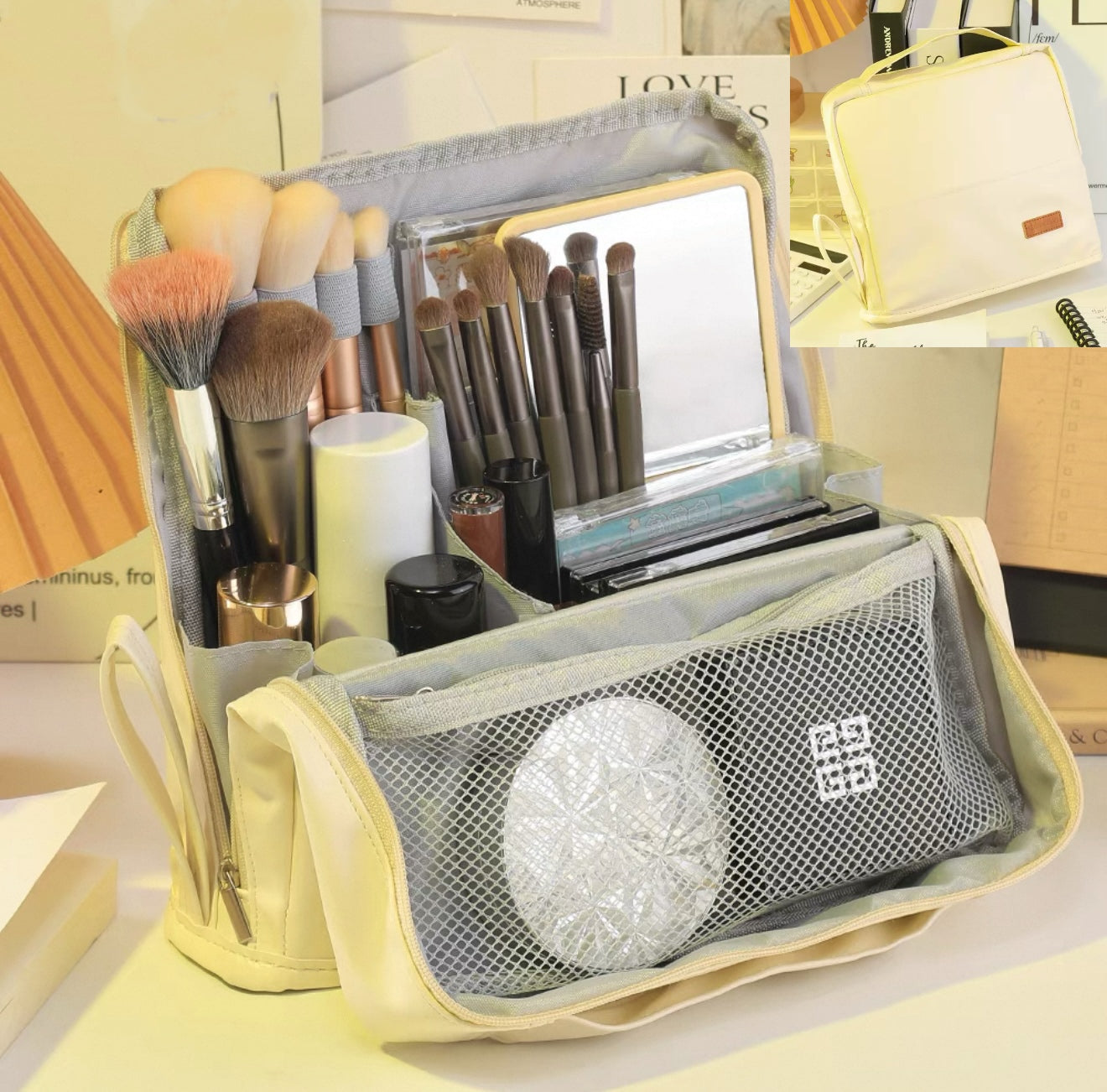 Doresty Standing Makeup Bag – Portable, Large Capacity