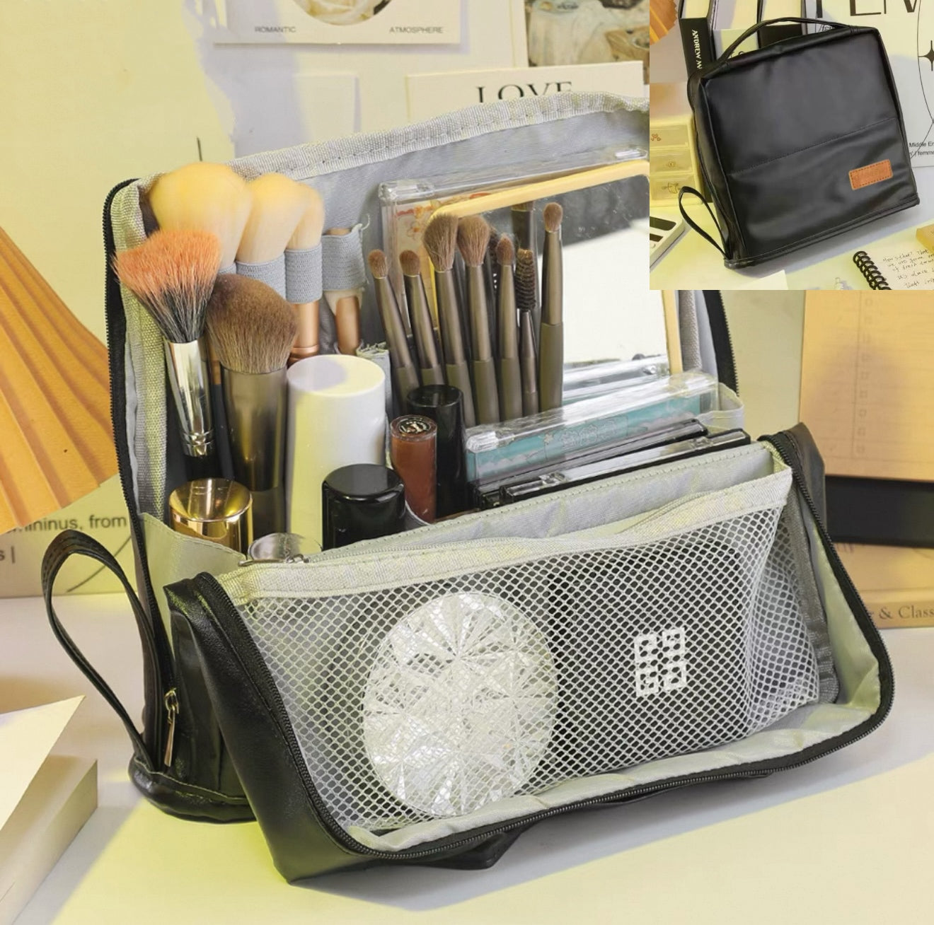 Doresty Standing Makeup Bag – Portable, Large Capacity
