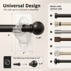 Fvaulity New Self Adhesive Rod Brackets, No Drill Needed Curtain Rod Holders