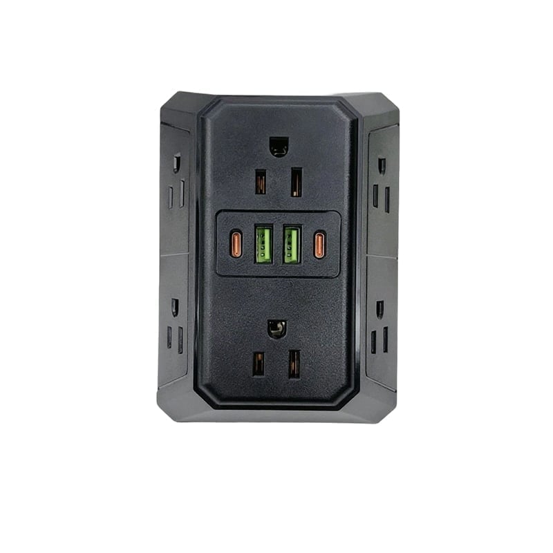 Plainlygoods Multi Plug 6-Outlet Extender - BLACK COLOR