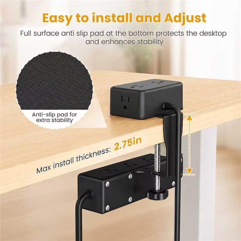 Quotationy Clamp-On Power Strip – 10 Ports, 20W Fast Charge, Zero Desk Clutter 2