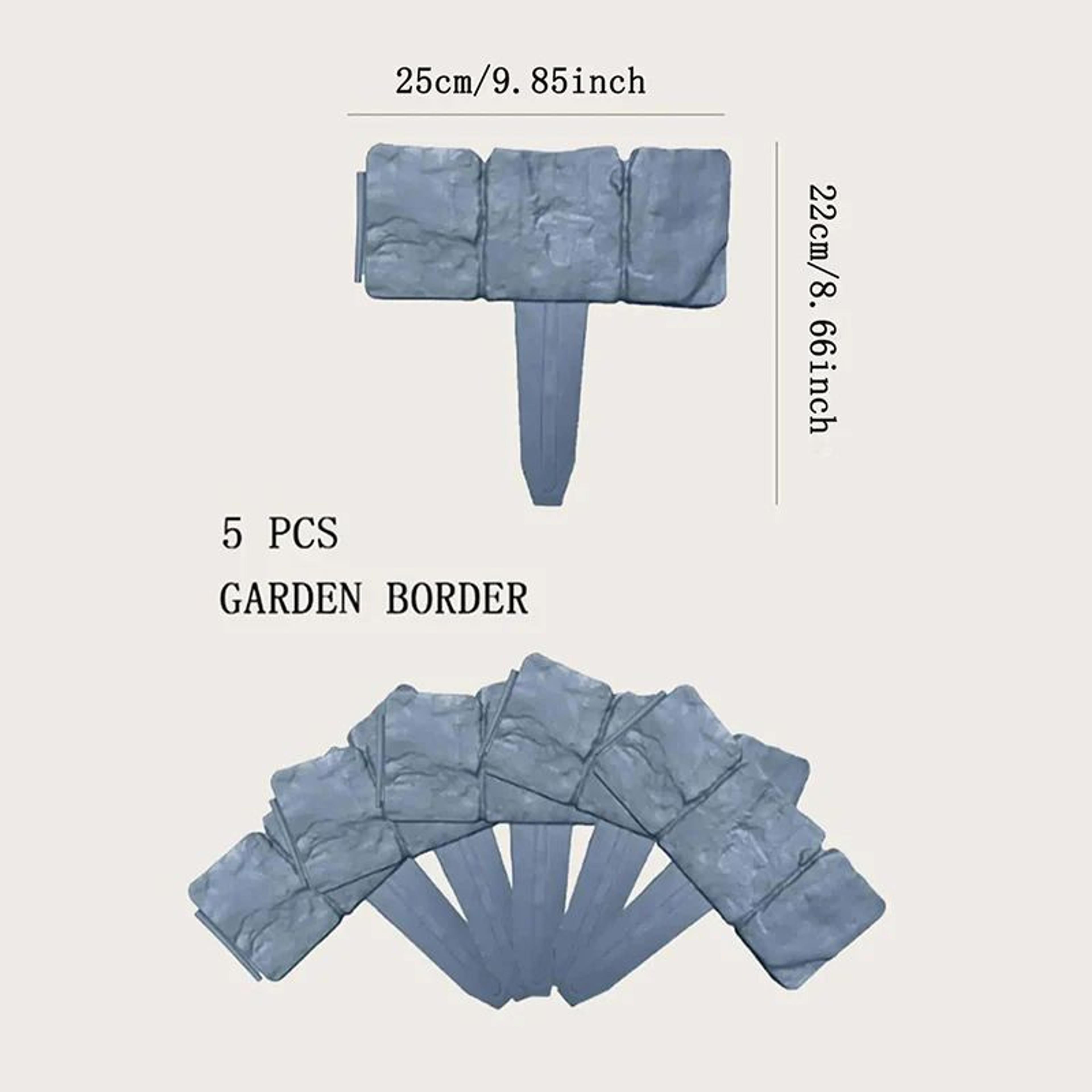 Richexy Faux Stone Garden Edging Border - Imitation Stone Garden Fence No-Dig Border Stakes 5