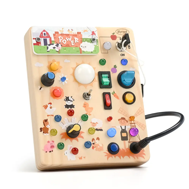 Montessori Wooden LED Busy Switch Board