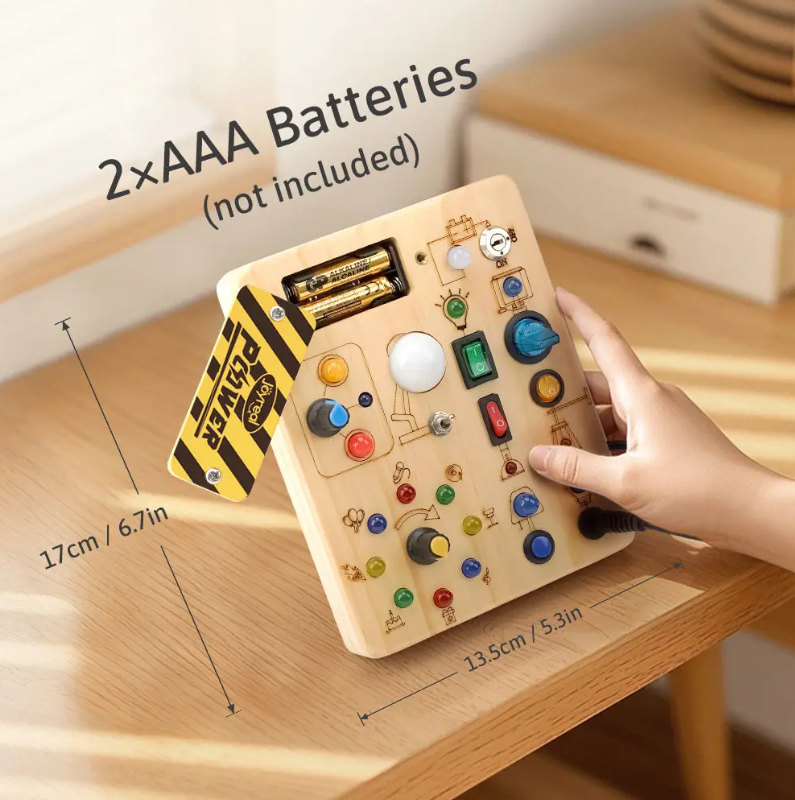 Montessori Wooden LED Busy Switch Board