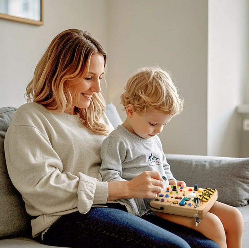 Montessori Wooden LED Busy Switch Board