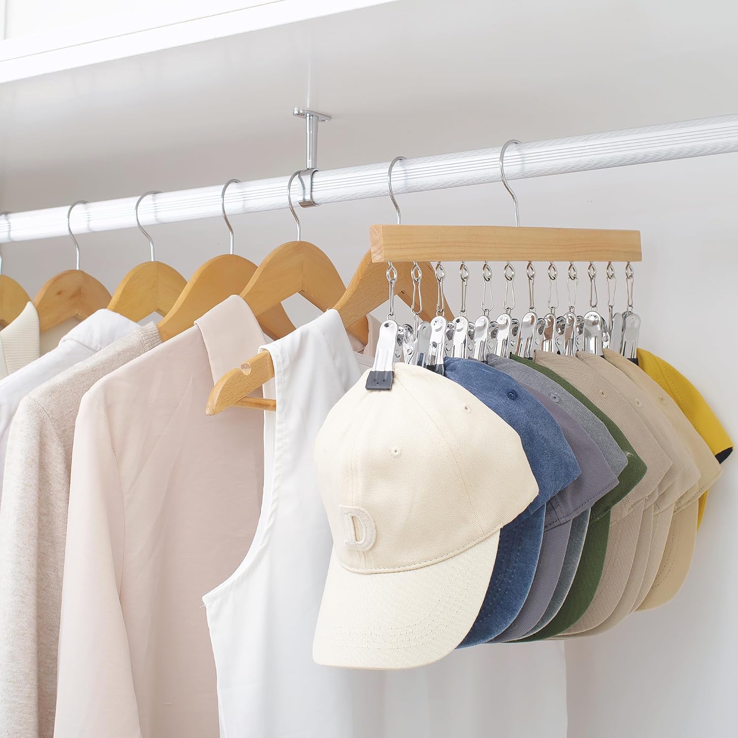 Submarinen Wooden Hat Hanger Closet Organizer 2