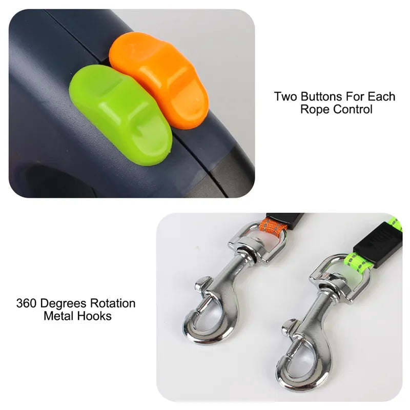 The Fur Lounge Dual Dog Leash with Anti-Tangle Rotation 1