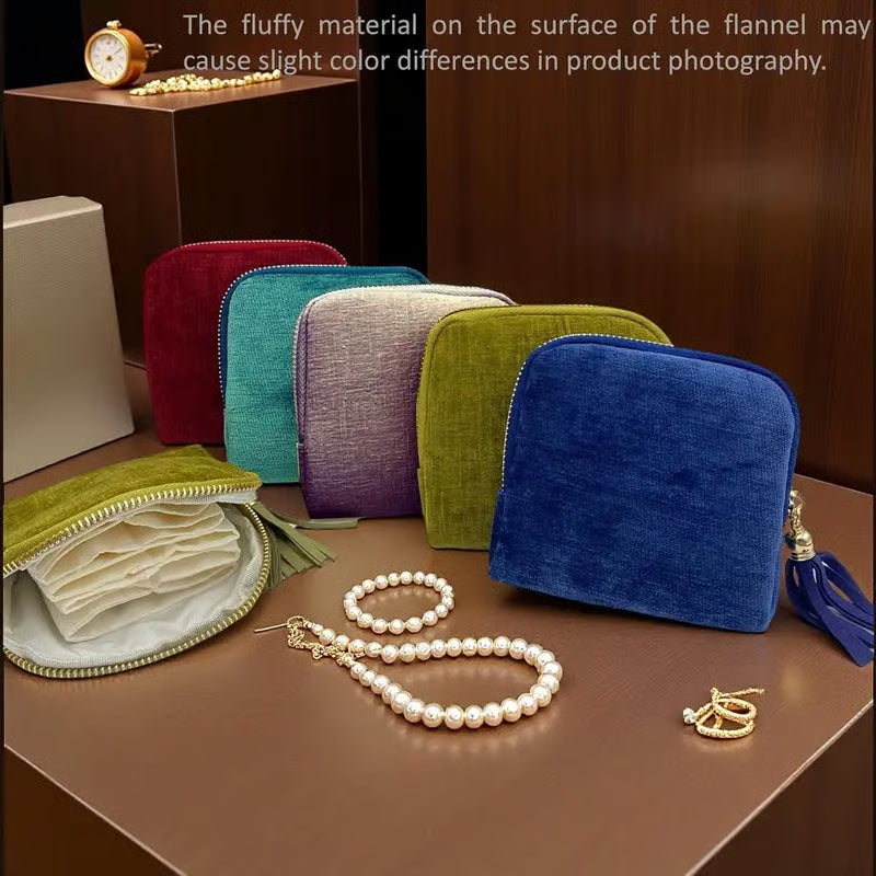 Jewelry Zippered Pocket Case Travel Jewelry Bag Portable Organizer