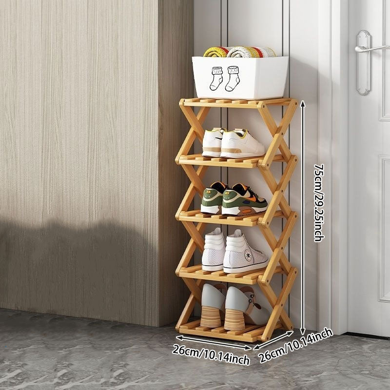Doresty Wooden Collapsible Shoes Shelf: Space-Saving & Practical Design