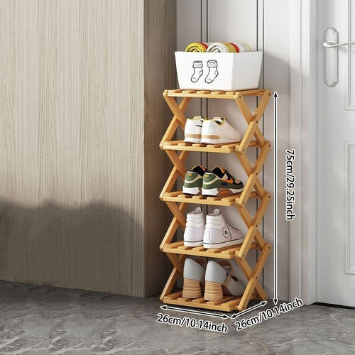 Doresty Wooden Collapsible Shoes Shelf: Space-Saving & Practical Design