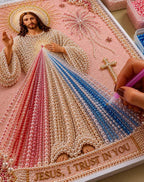 Actualon Divine Mercy Jesus & Holy Mary Pearl Art Kits – DIY Catholic Pearl Painting Crafts