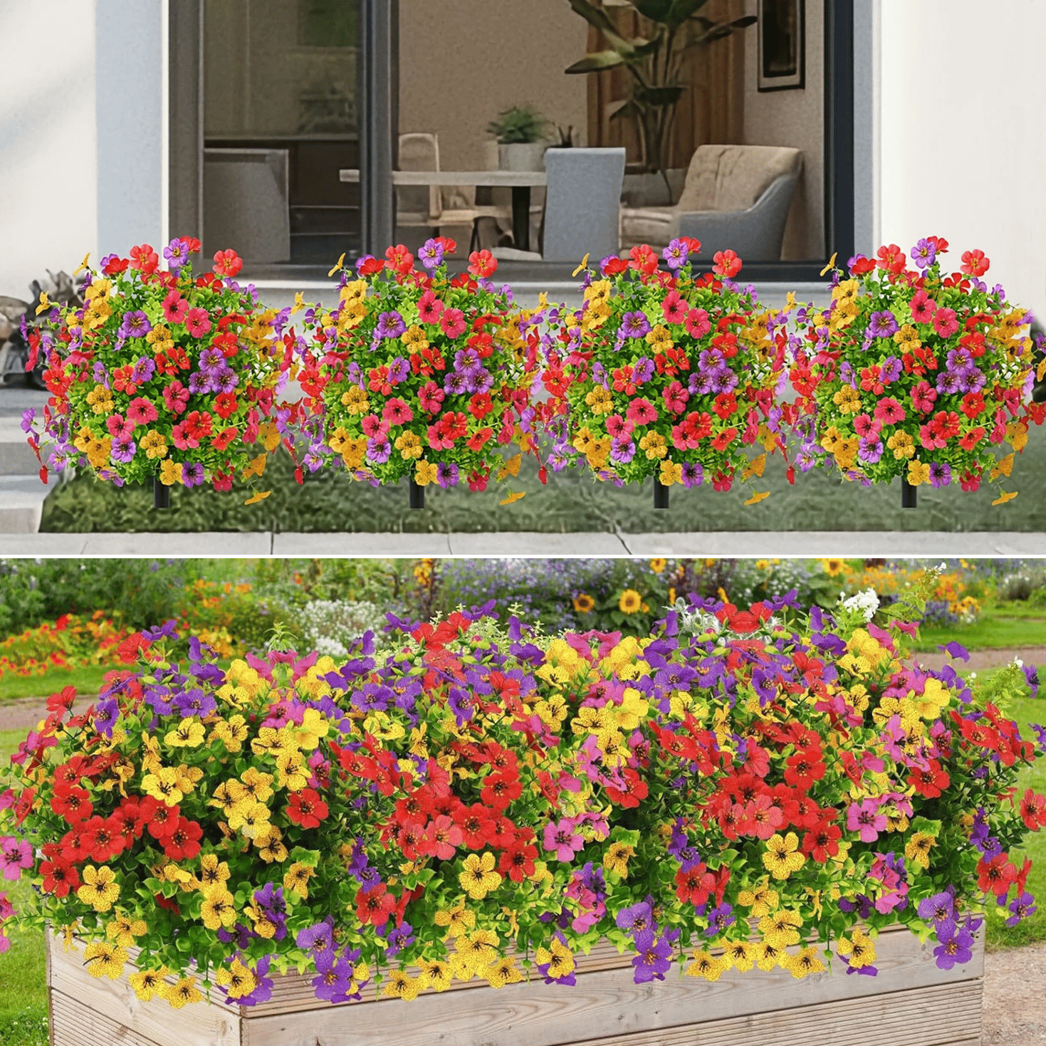 Ahlwo Outdoor/Indoor UV Resistant & Waterproof Artificial Flower Decor