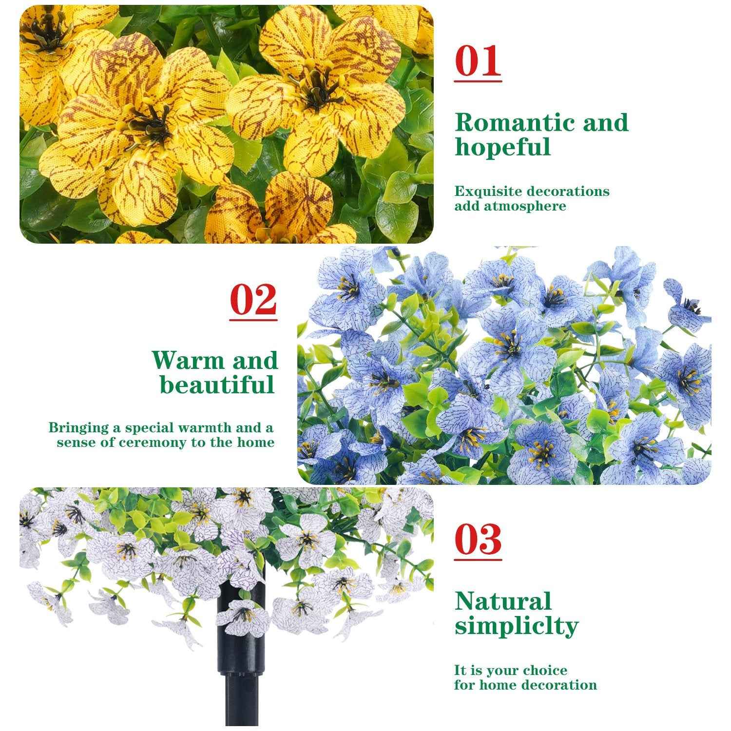 Ahlwo Outdoor/Indoor UV Resistant & Waterproof Artificial Flower Decor
