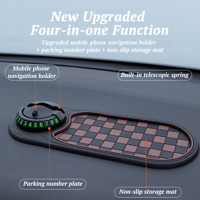 Autoyunn Multifunction Car Mat with Phone Holder Hidden Number Plate