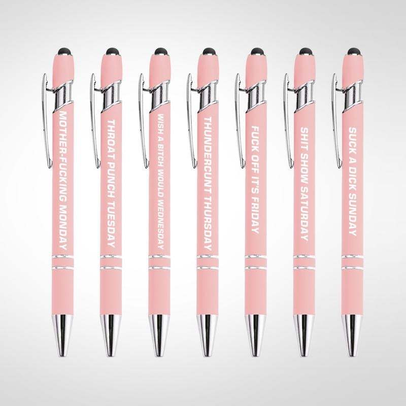 Retailgoodss Funny Stress-Relief Daily Quotes Metal Ballpoint Pen Set (7 Pcs)