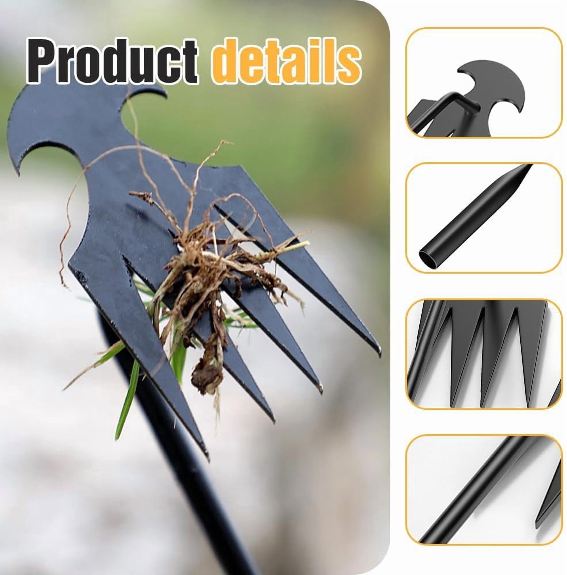 Gardinea Weed Pulling Tool Uprooting Weeding Tool, Multifunctional Weeder Puller Tool with 4 Teeth