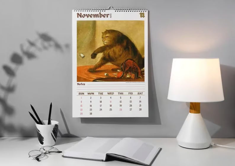 🗓️Weird cats in renaissance 2026 Wall Calendar
