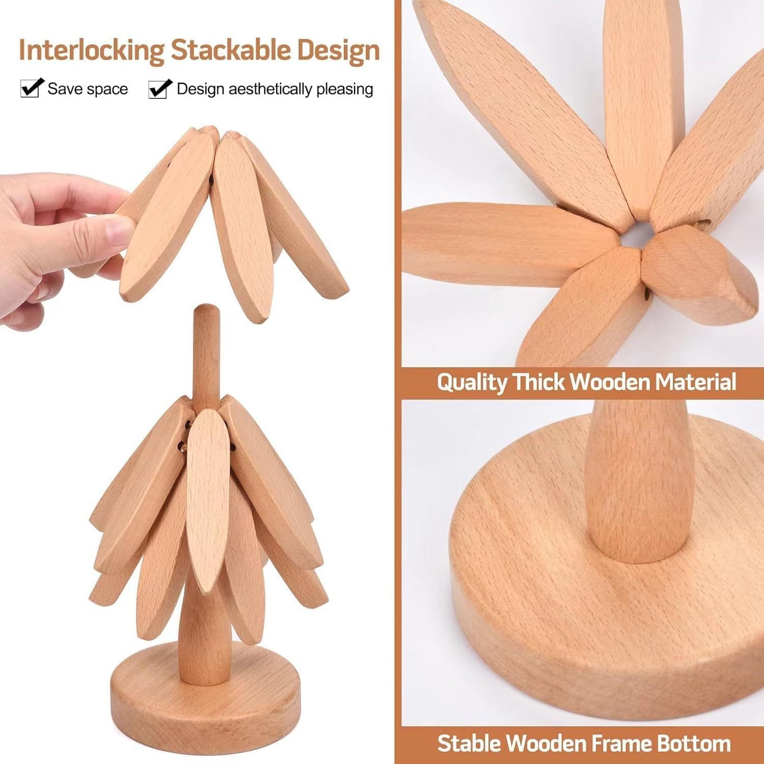 Smiilee Artisanal Wooden Coasters Trivets Set