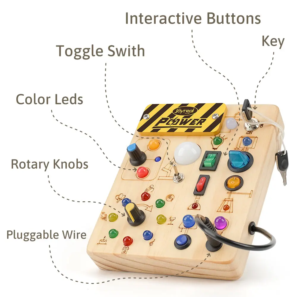 Montessori Wooden LED Busy Switch Board