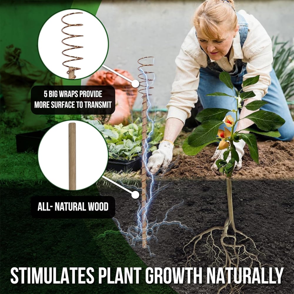 Sideargue Electroculture Plant Stakes 8 Pack | Enhance Plant Growth with Natural Energy | Eco-Friendly, Copper Garden Stakes for Vibrant, Healthy Plants