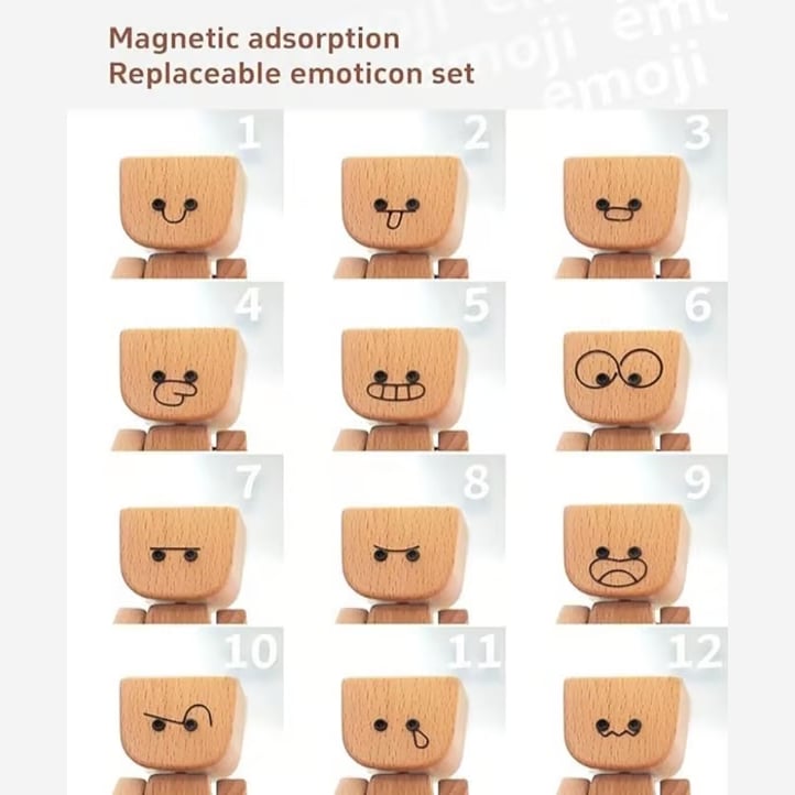 Mary Ackerman Shop Shaking Feet Wooden Doll - Sways with 12 Pcs Magnetic Expressions