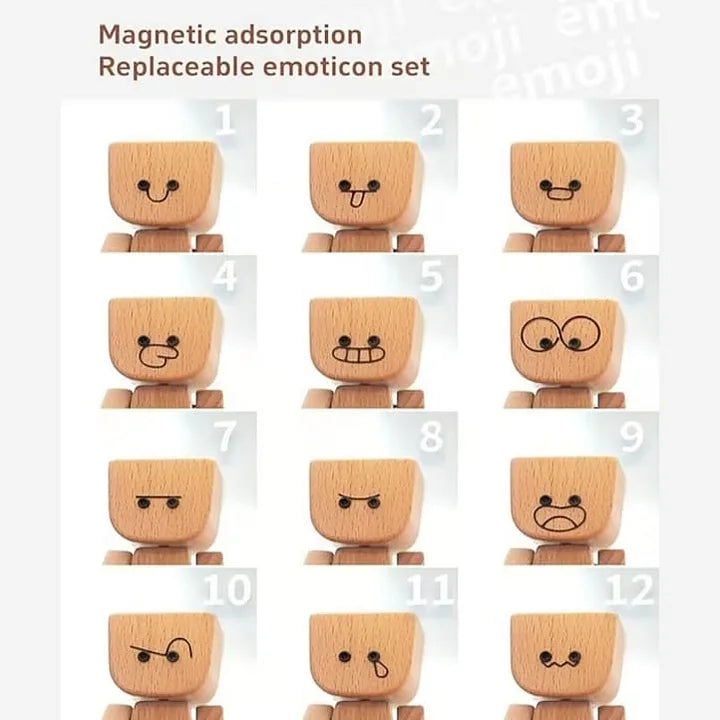 (🌲Christmas Hot Sale- 49% OFF) Shaking Feet Wooden Doll - Sways with 12 Pcs Magnetic Expressions