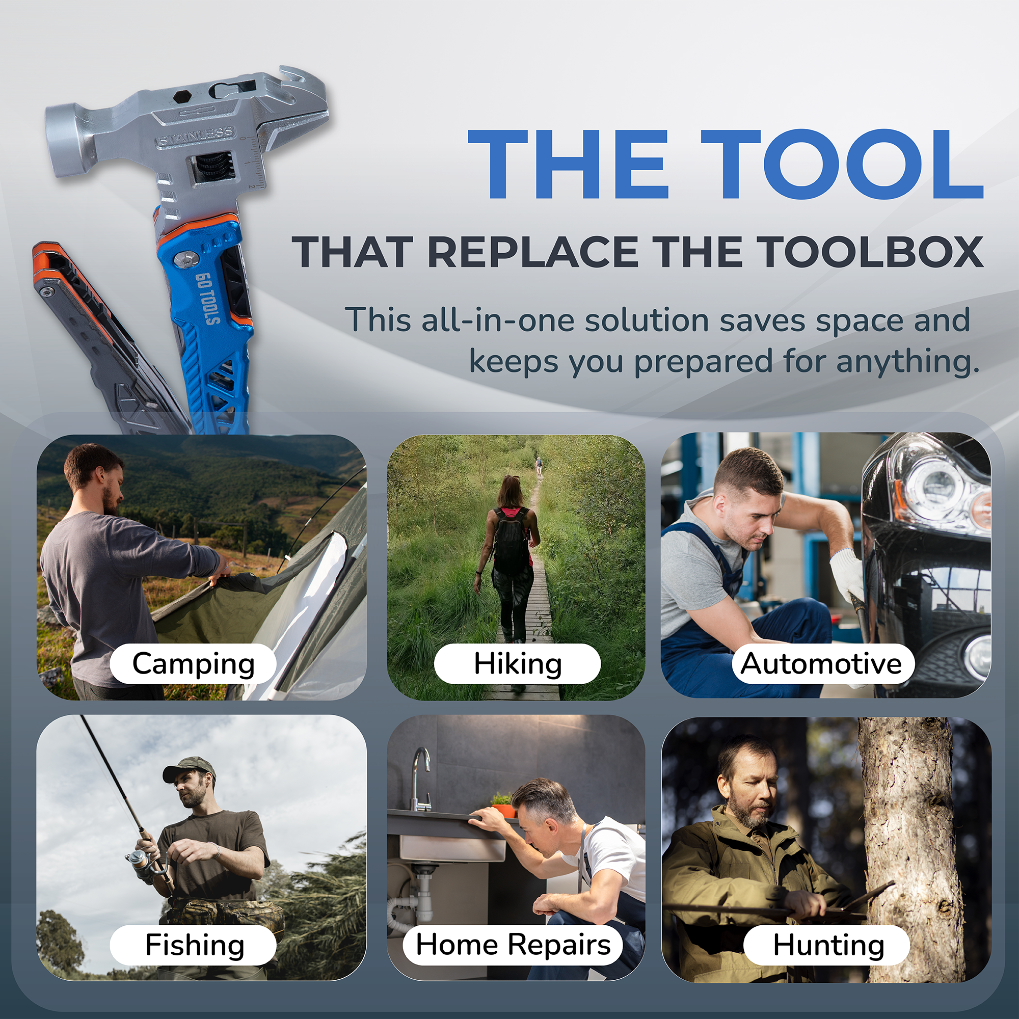 60 Tools - 18 In 1 Multifunctional Wrench Hammer