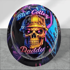 Ahlwo Blue Collar Daddy Hydro-Dipped Hard Hat | Industrial Rigid Impact-Resistant Safety Helmet with Full-Wrap Gloss Artwork