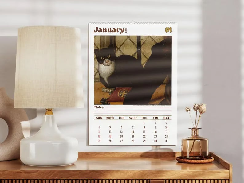 🗓️Weird cats in renaissance 2026 Wall Calendar
