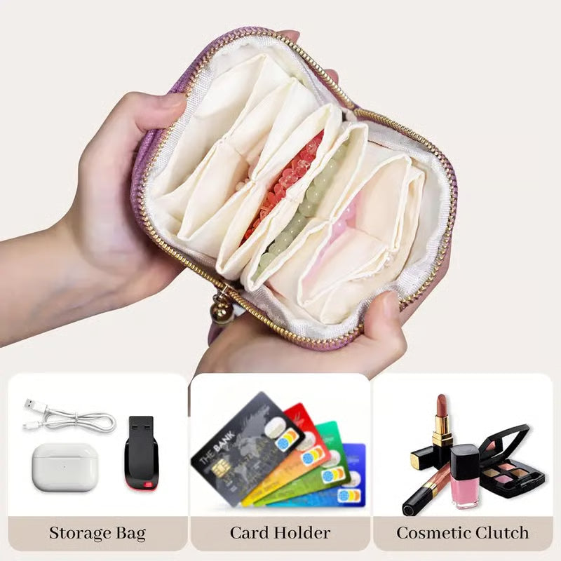 Jewelry Zippered Pocket Case Travel Jewelry Bag Portable Organizer