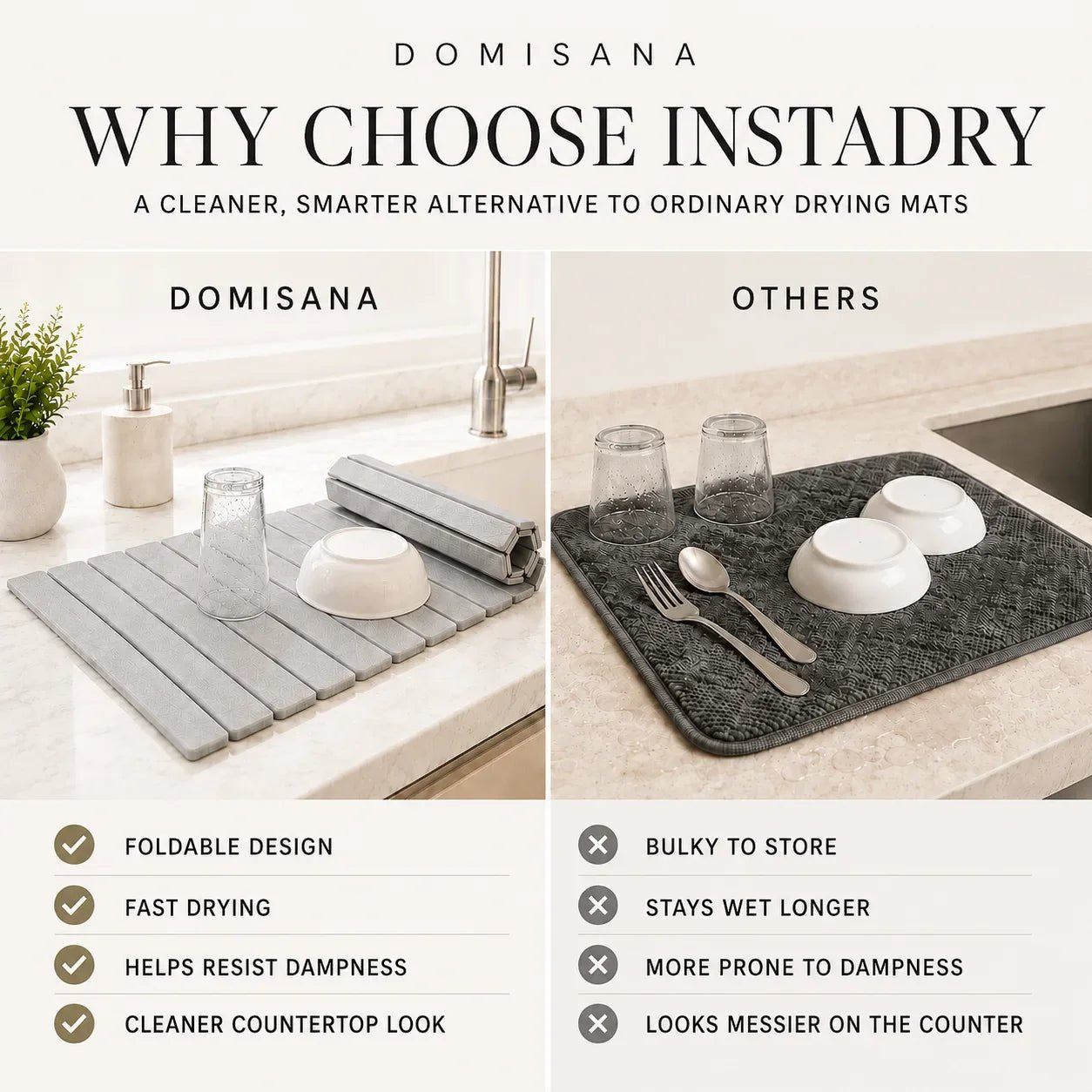 Domisana InstaDry Stone Drying Mat – Super Absorbent Foldable Diatomite Drying Mat 4