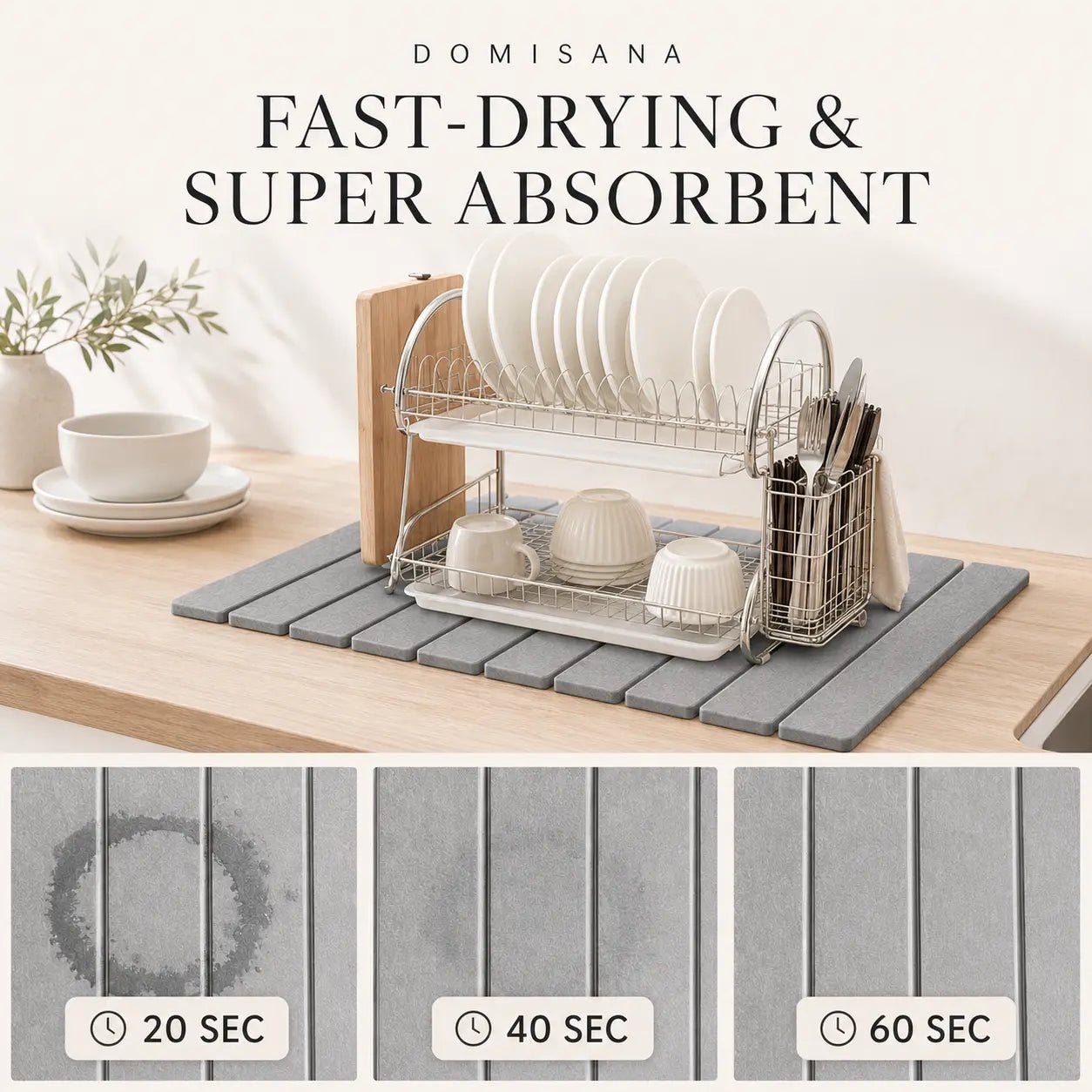 Domisana InstaDry Stone Drying Mat – Super Absorbent Foldable Diatomite Drying Mat 3