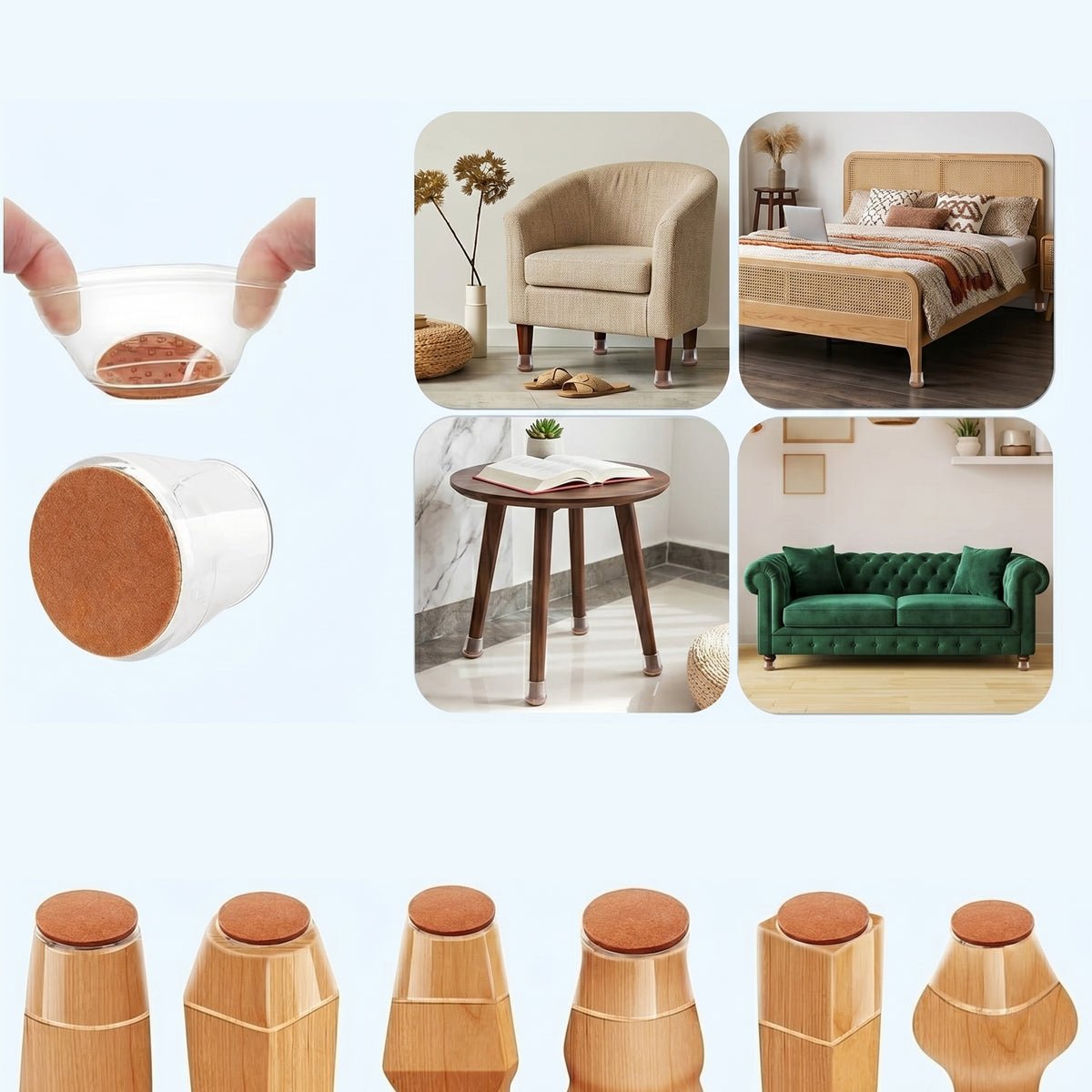 Domisana Transparent Chair Leg Floor Protectors Set ( 12PCS )