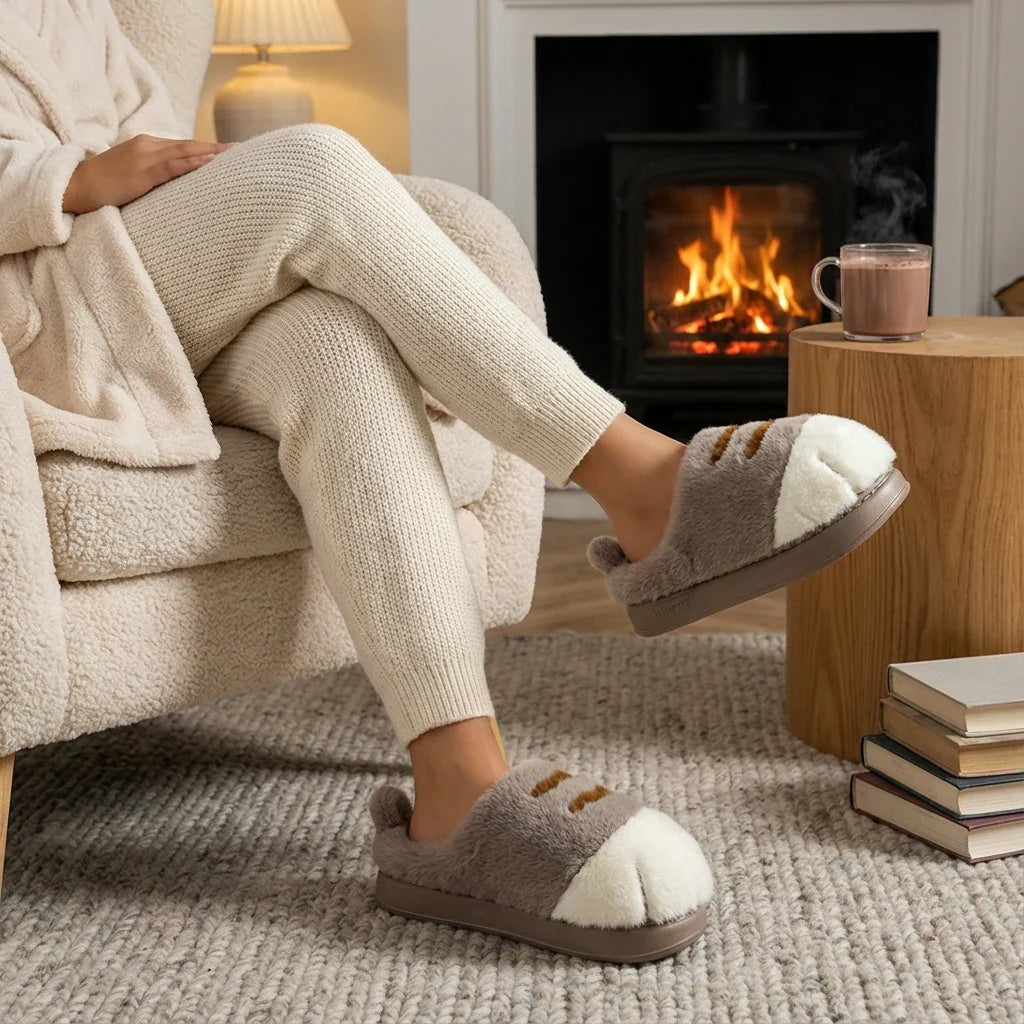 Domisana Cat Paw Plush Slippers