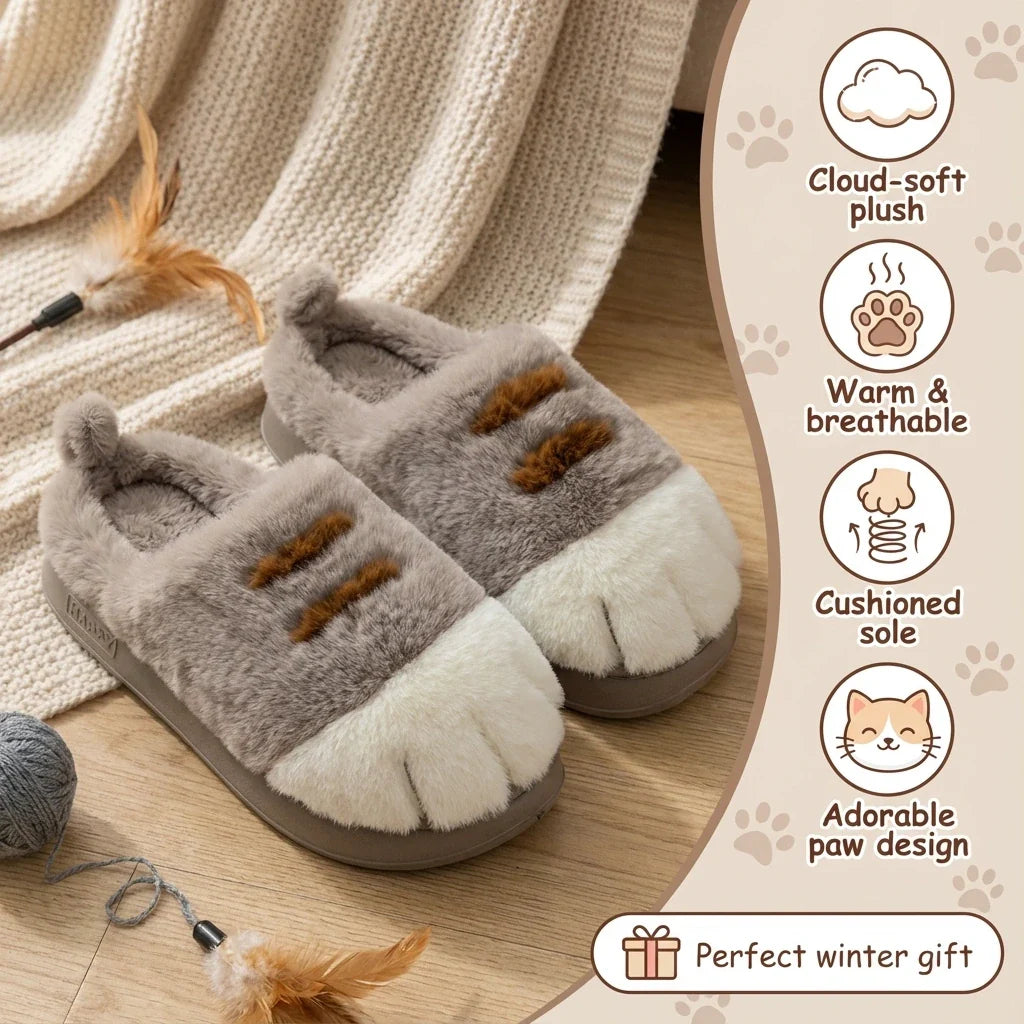 Domisana Cat Paw Plush Slippers