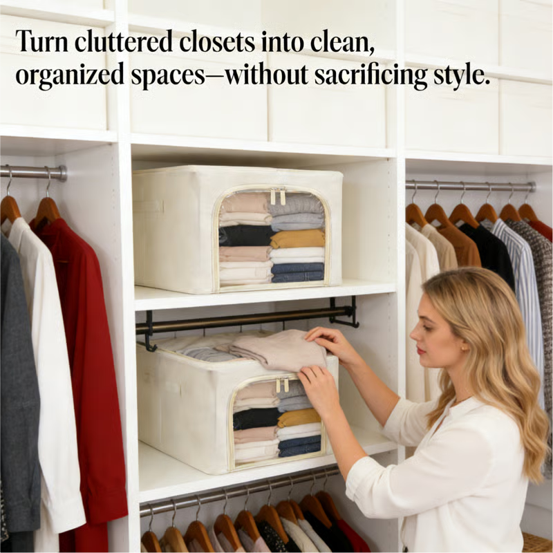 Atsworkshop™ Extra-Large Foldable Fabric Storage Bins