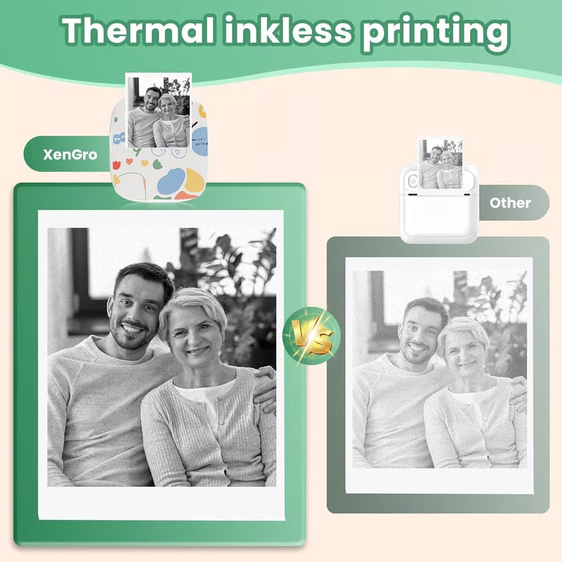 Eternipeace Mini Portable Sticker Printer with 5 Rolls Paper